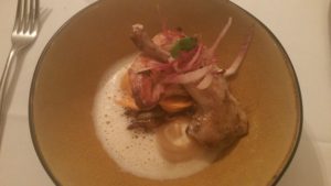 roodpootpatrijs met loof en ravioli