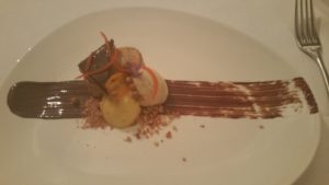 chocolade dessert met sinaasappel, nougatparfait